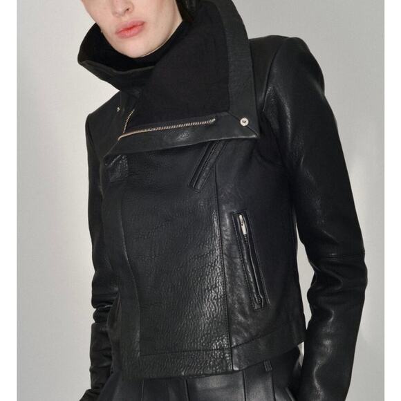 VEDA Max Classic Bubble Leather Jacket Bordeaux - Picture 2 of 16